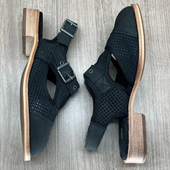 CAT Caterpillar Sandals Womens Sz 5.5 Martine Perforated Slingback Leather Black - Picture 7 of 11